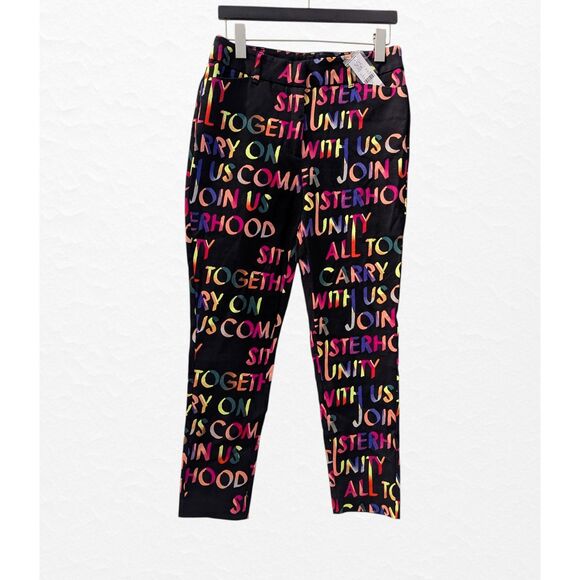 New York & Company Audrey High-Waisted Ankle Script-Print Pant  Sz 8 - Picture 9 of 11